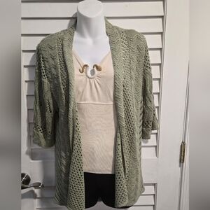 Cato Plus Size Sage Green Textured Knit Cardigan